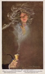 Pipe avec tête de fille dans la fumée - American School